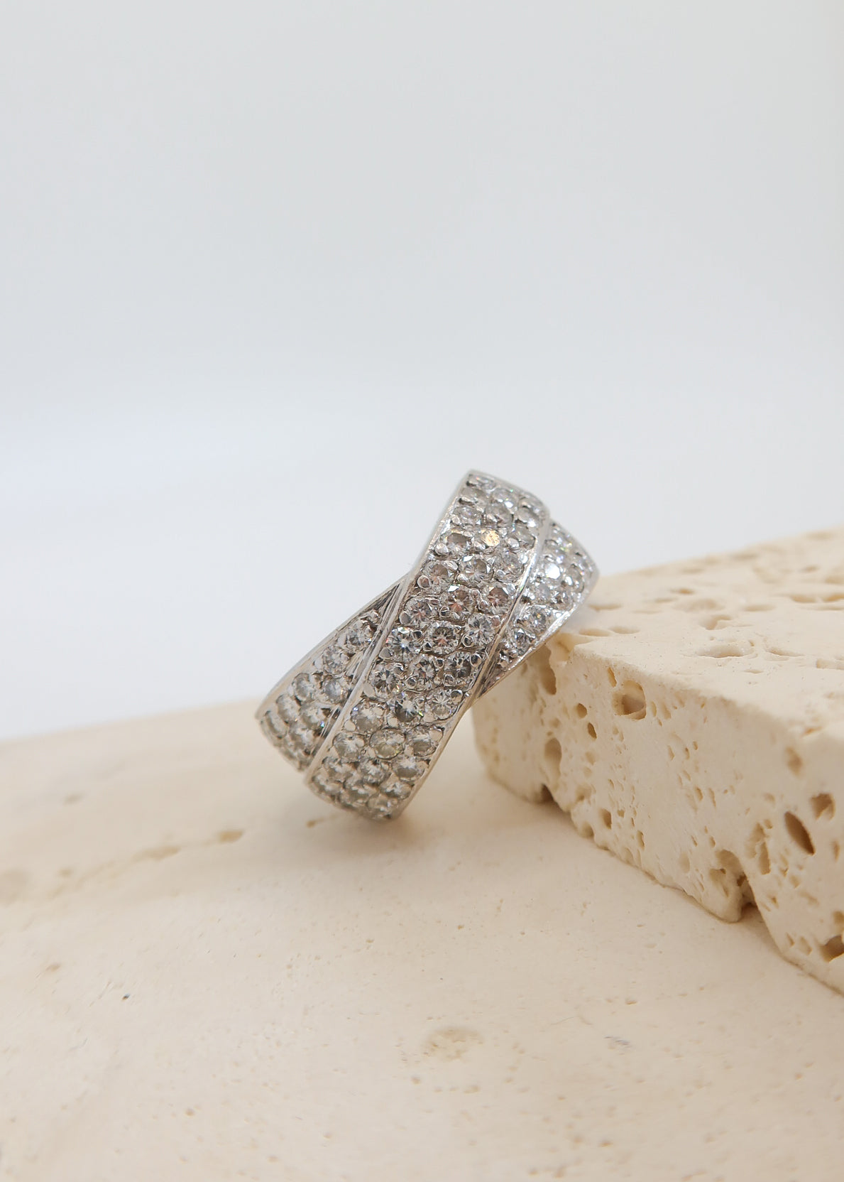 18ct White Gold Diamond Crossover Ring