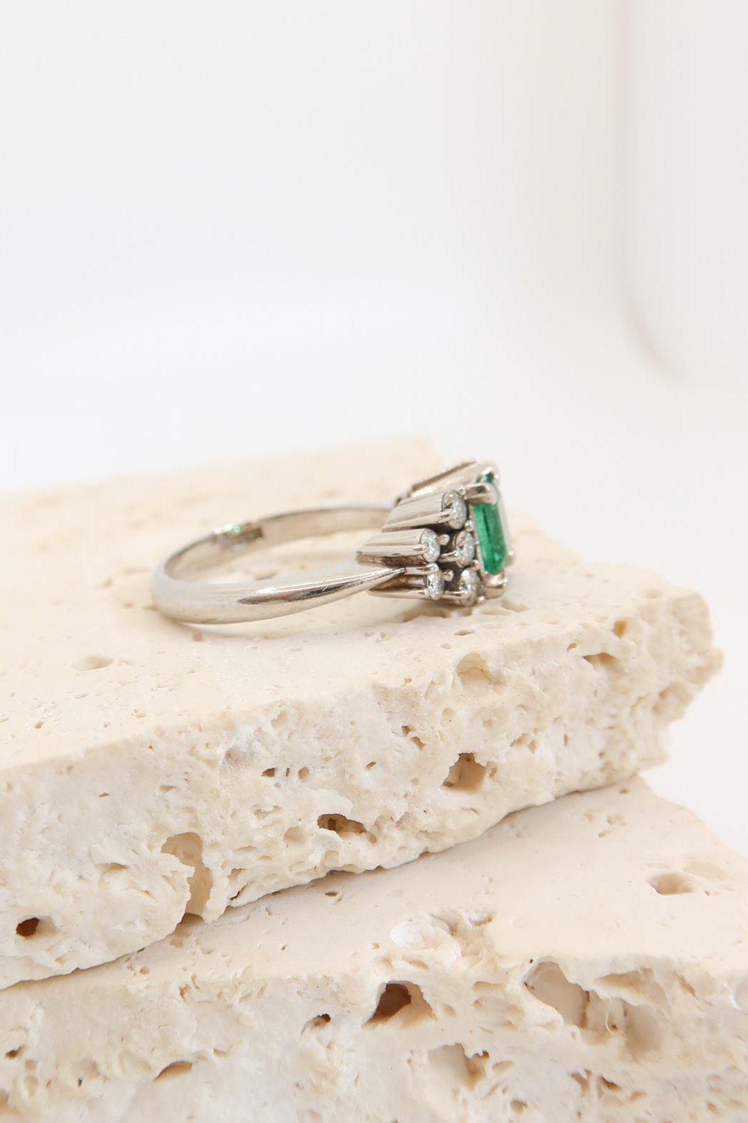 Platinum Emerald and Diamond Ring