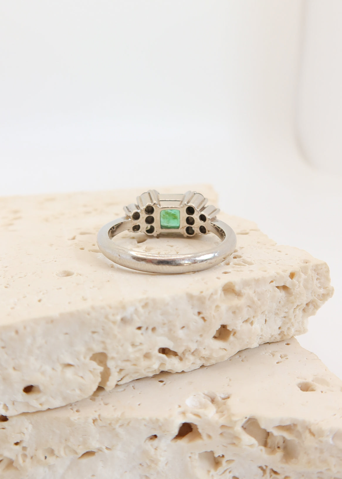 Platinum Emerald and Diamond Ring