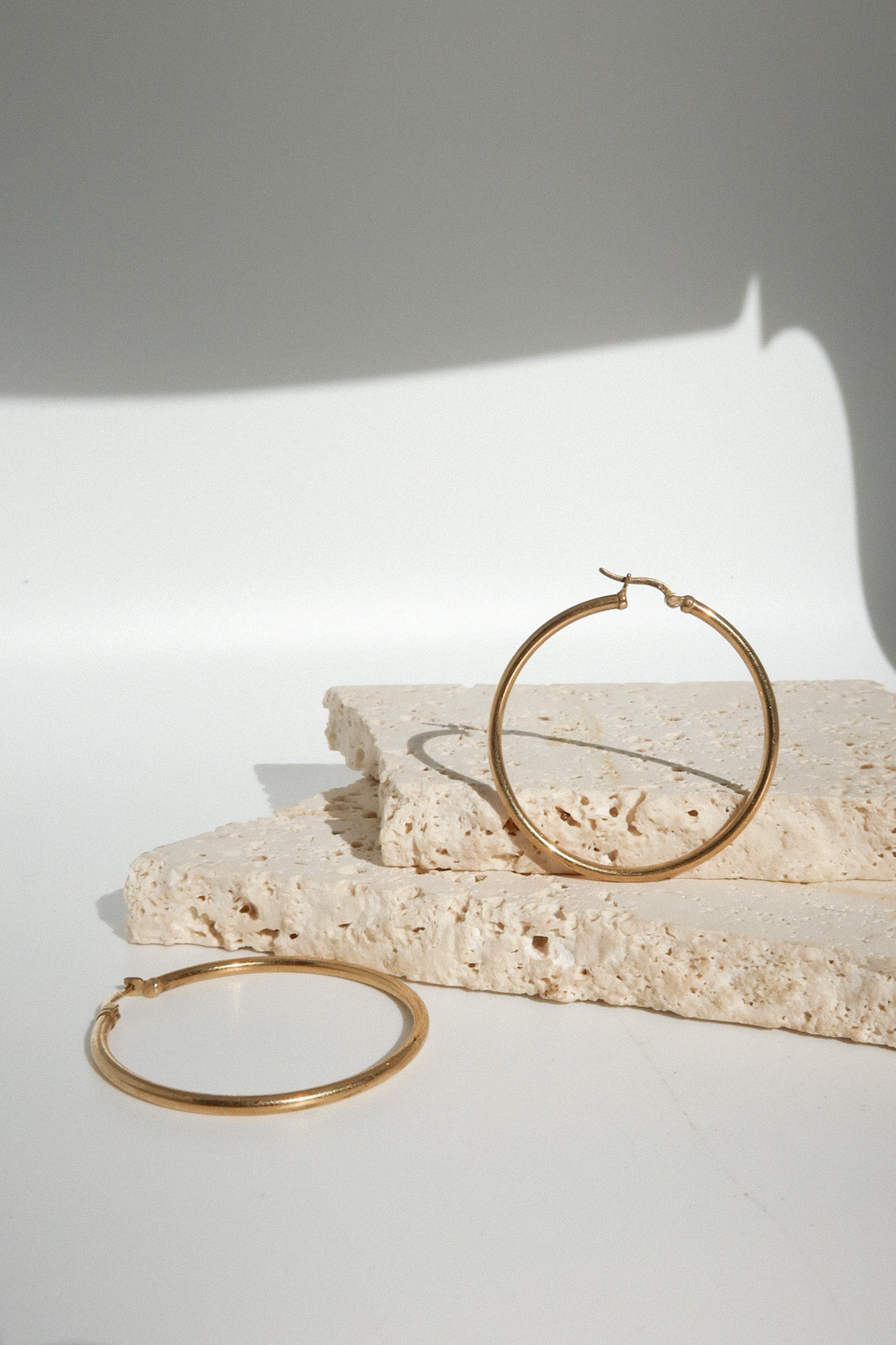 9ct Yellow Gold Thin Large Thin Hoop Earrings