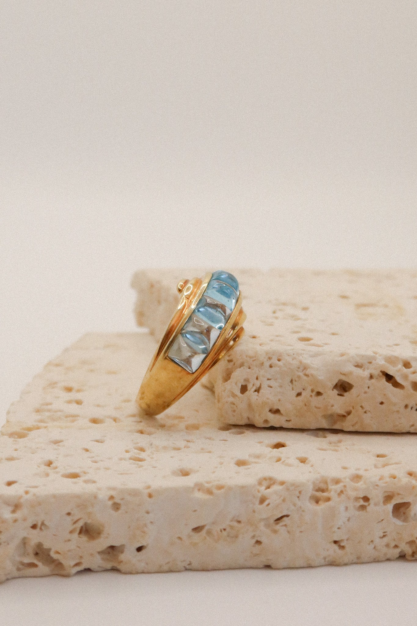 14ct Yellow Gold Seven Stone Cabochon Topaz Ring