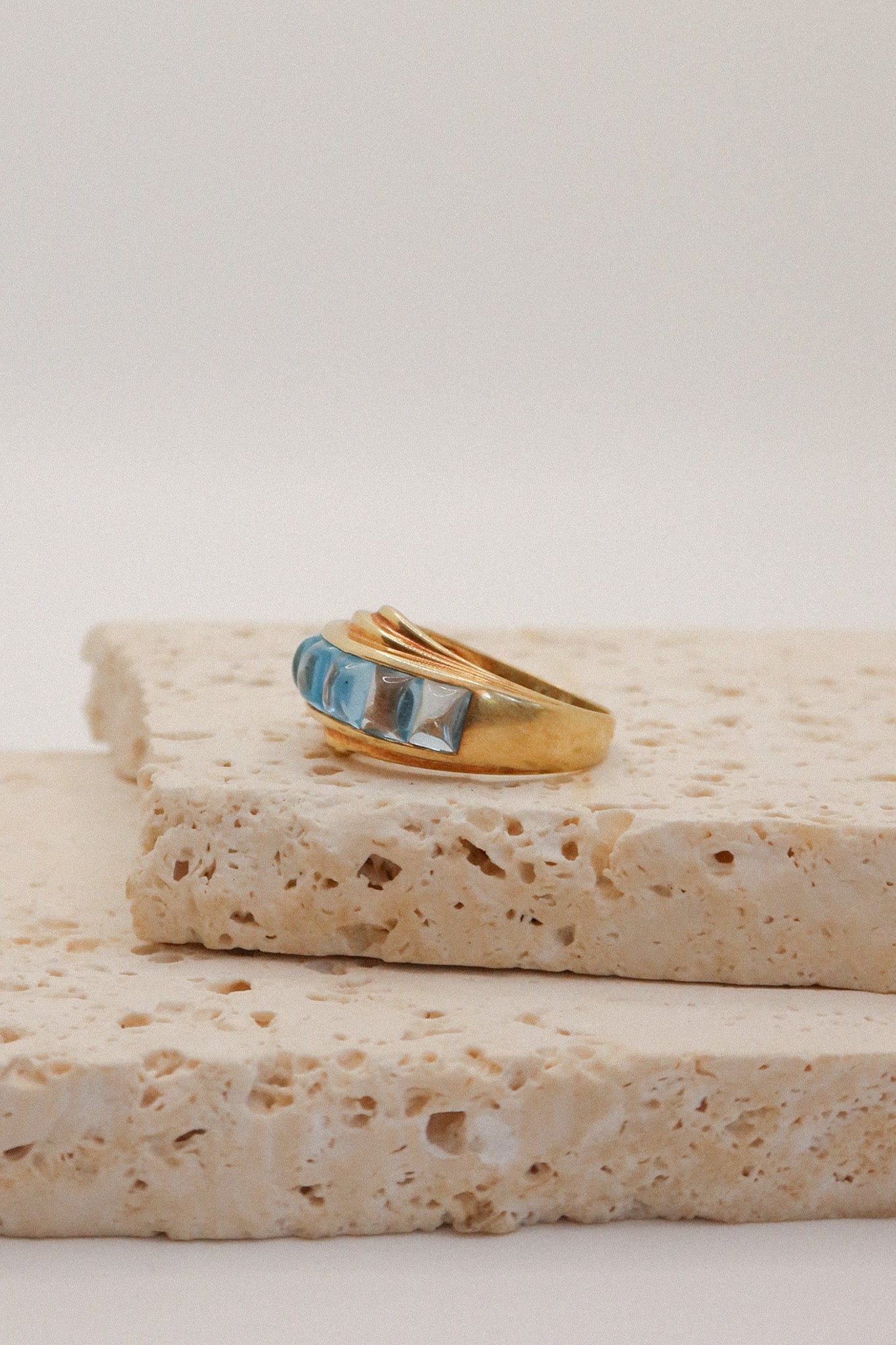 14ct Yellow Gold Seven Stone Cabochon Topaz Ring