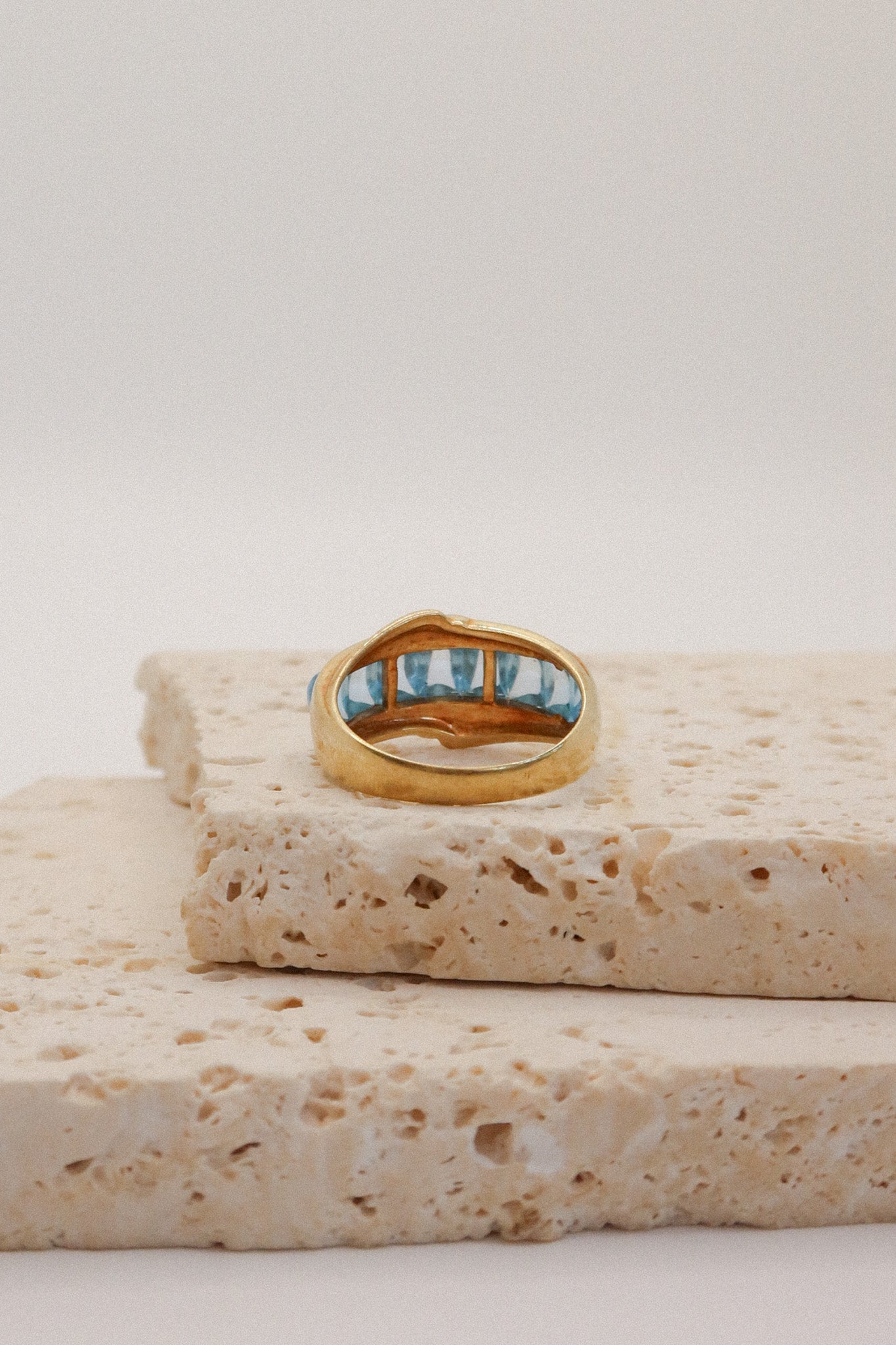 14ct Yellow Gold Seven Stone Cabochon Topaz Ring