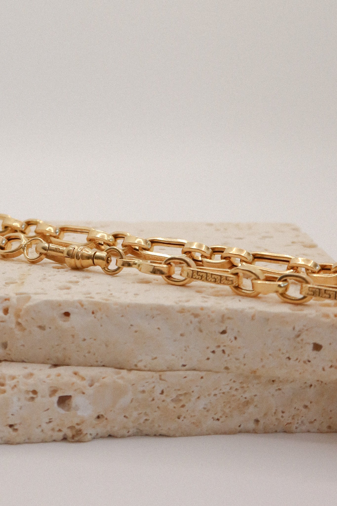 18ct Yellow Gold Textured Paperclip Chain with Dog Clasp