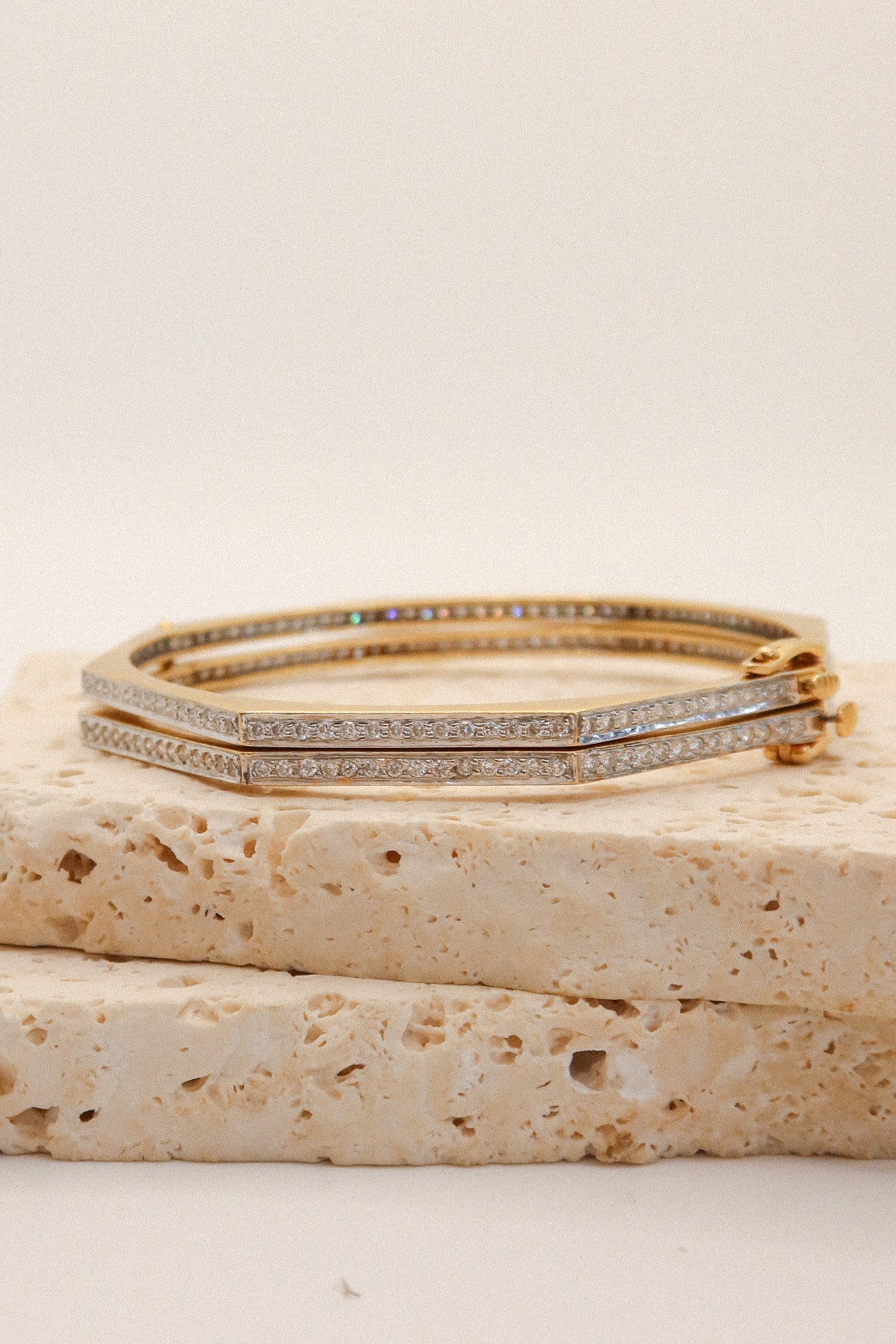 18ct Yellow Gold & Diamond Octagon Hinged Bangles