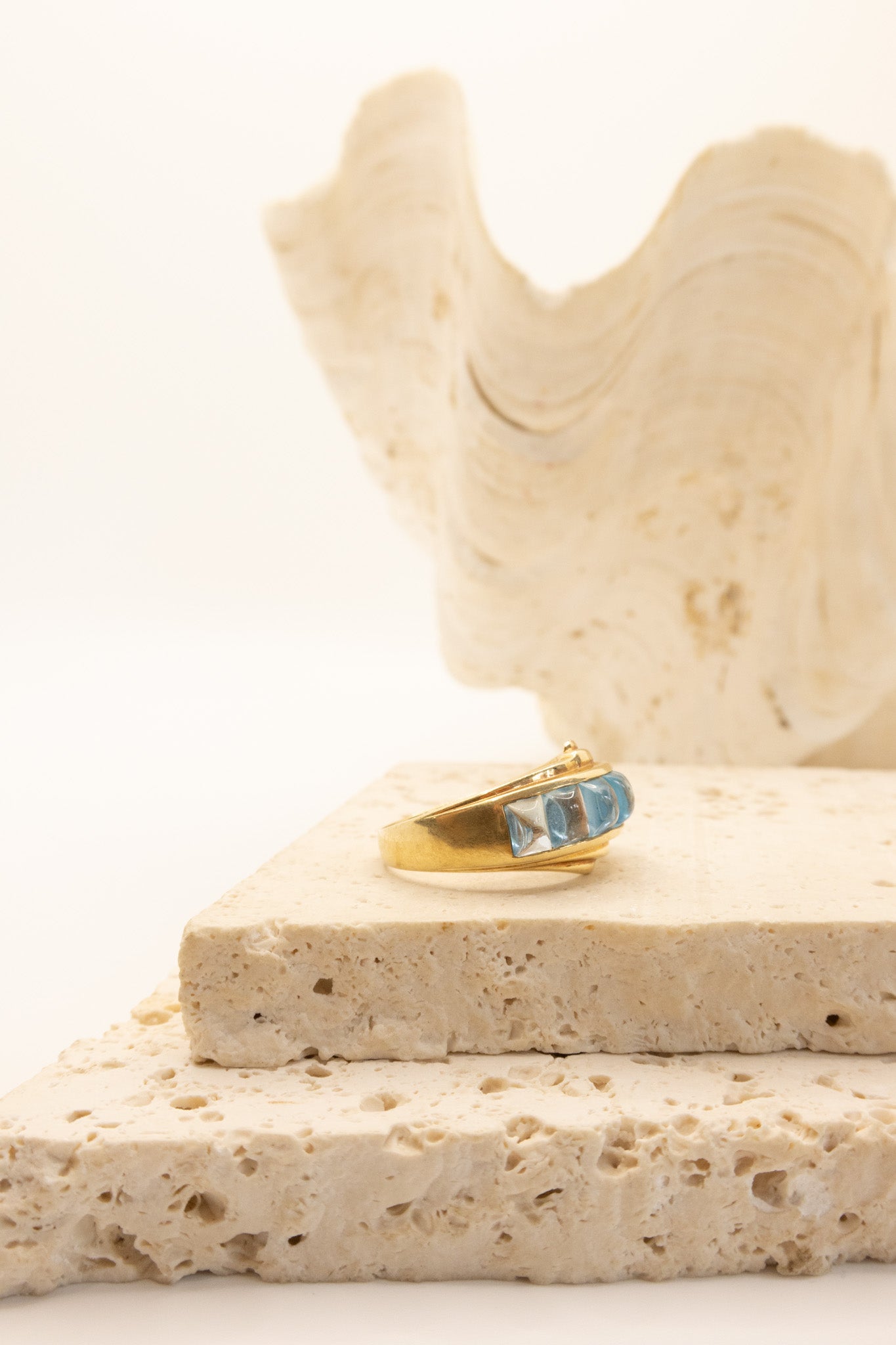 14ct Yellow Gold Seven Stone Cabochon Topaz Ring