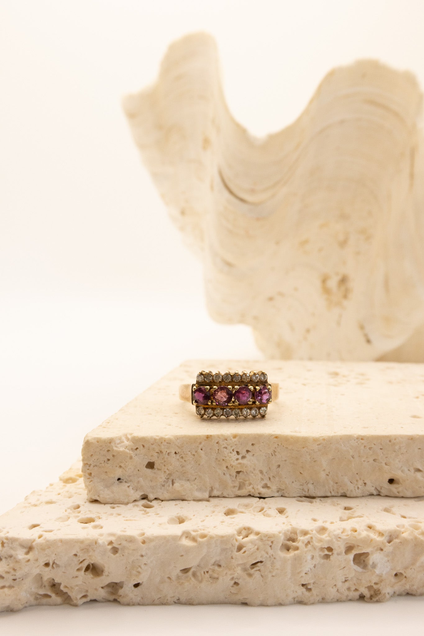 14ct Yellow Gold Pink Sapphire & Diamond Ring