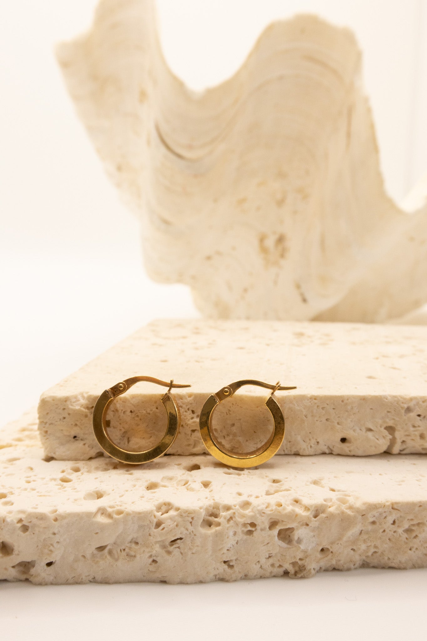 9ct Yellow Gold Square Edge Hoops with Pattern