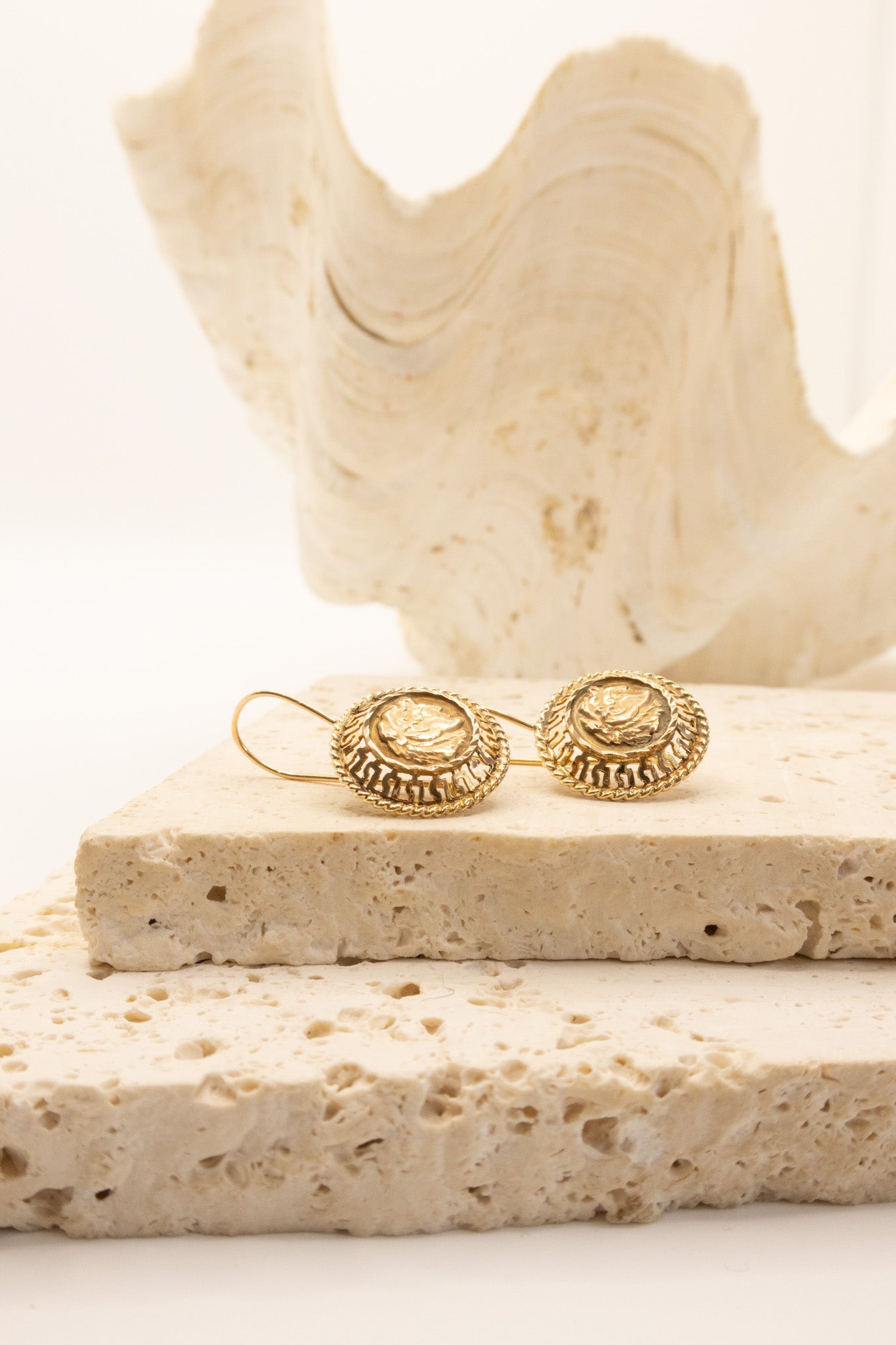 14ct Yellow Gold Coin Style Earrings