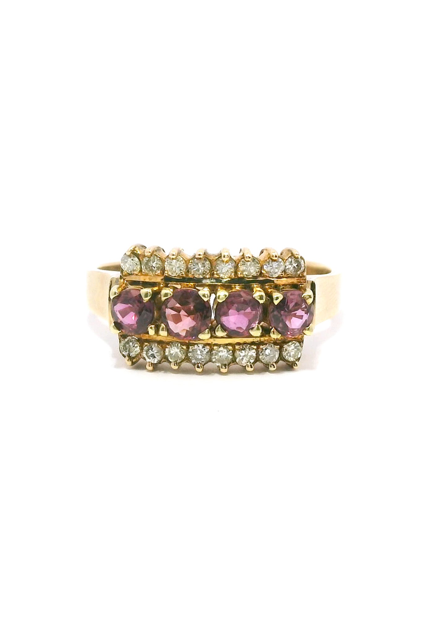 14ct Yellow Gold Pink Sapphire & Diamond Ring