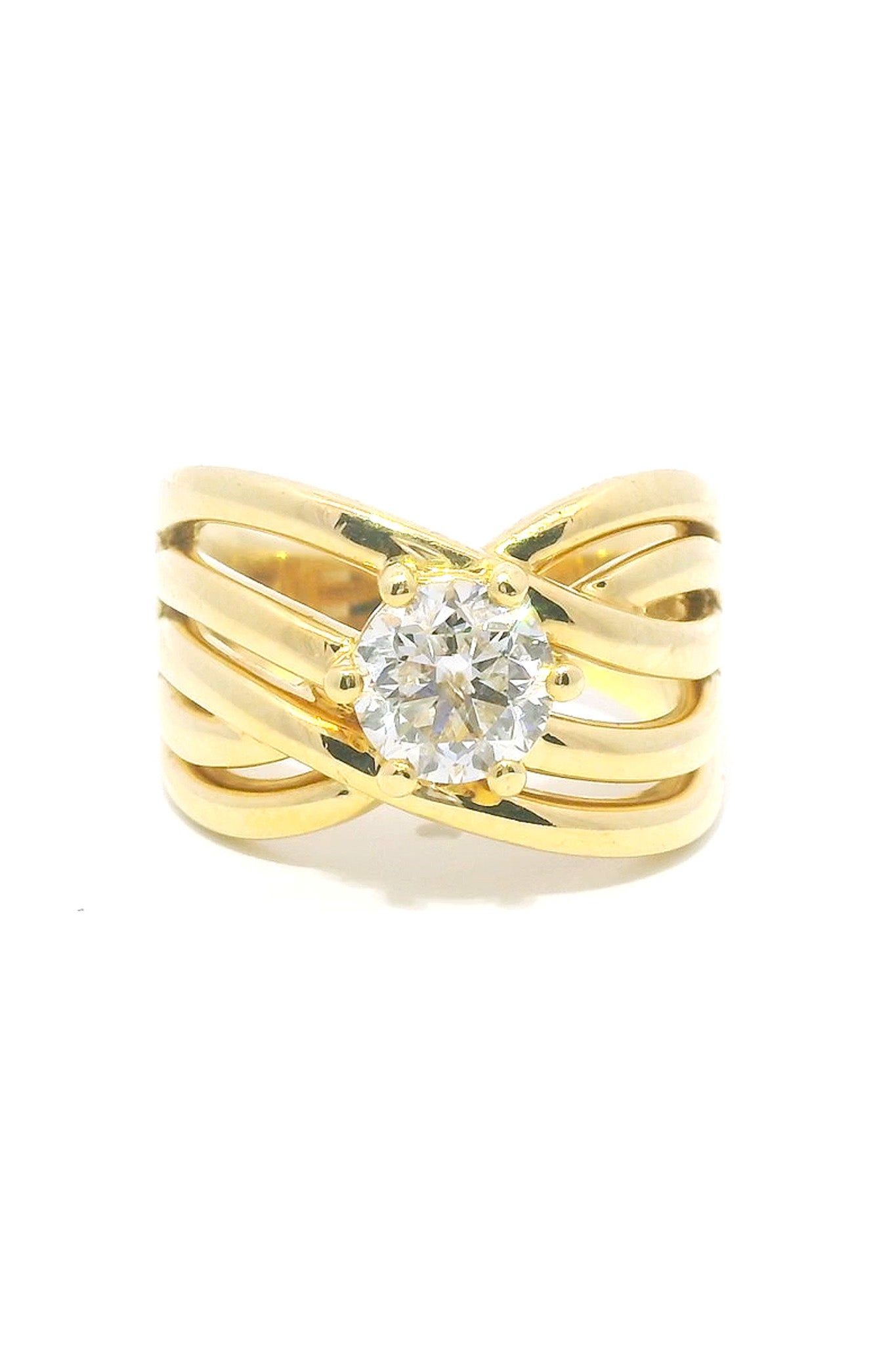 18ct Yellow Gold Crossover Diamond Ring