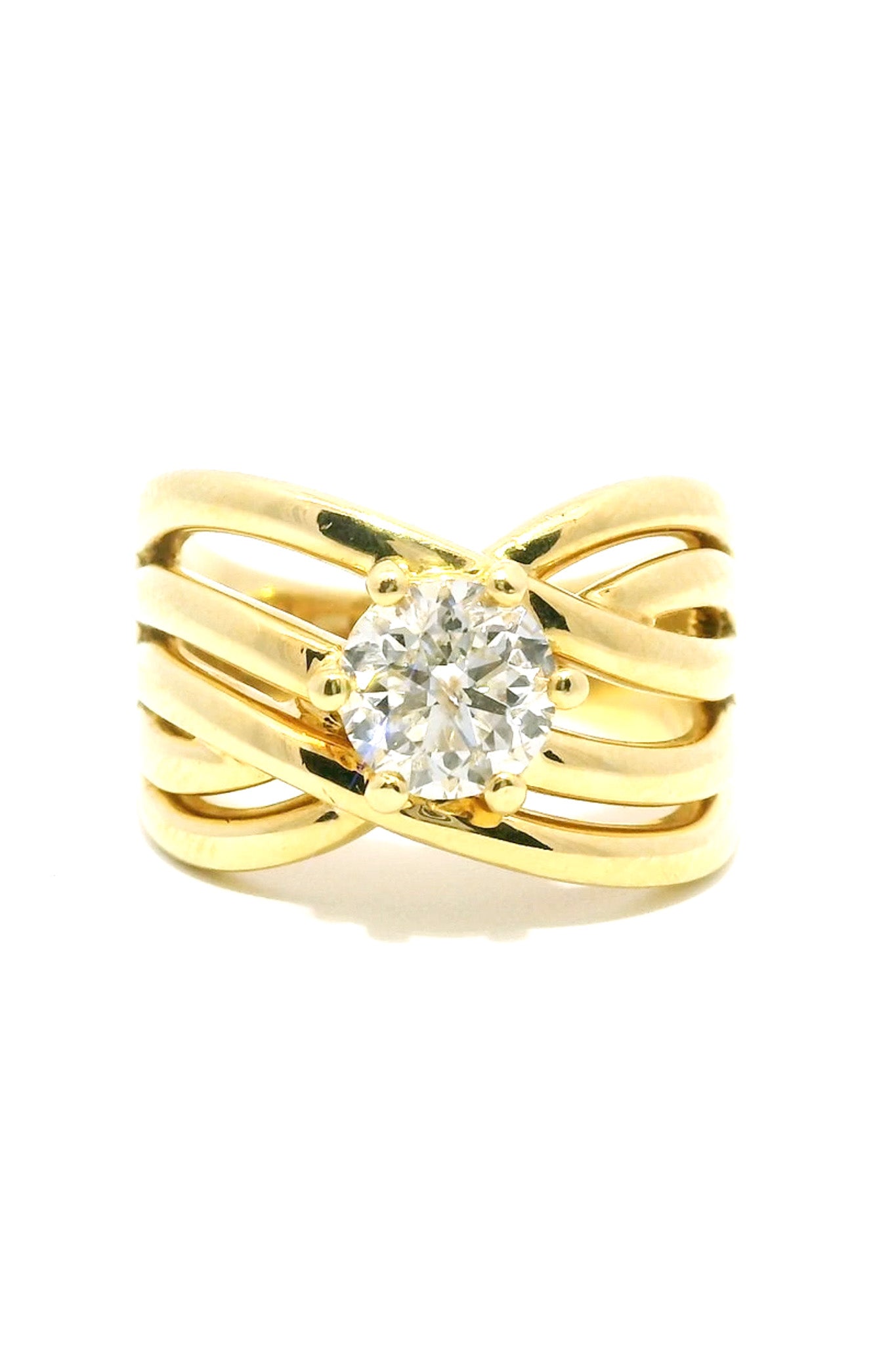 18ct Yellow Gold Crossover Diamond Ring