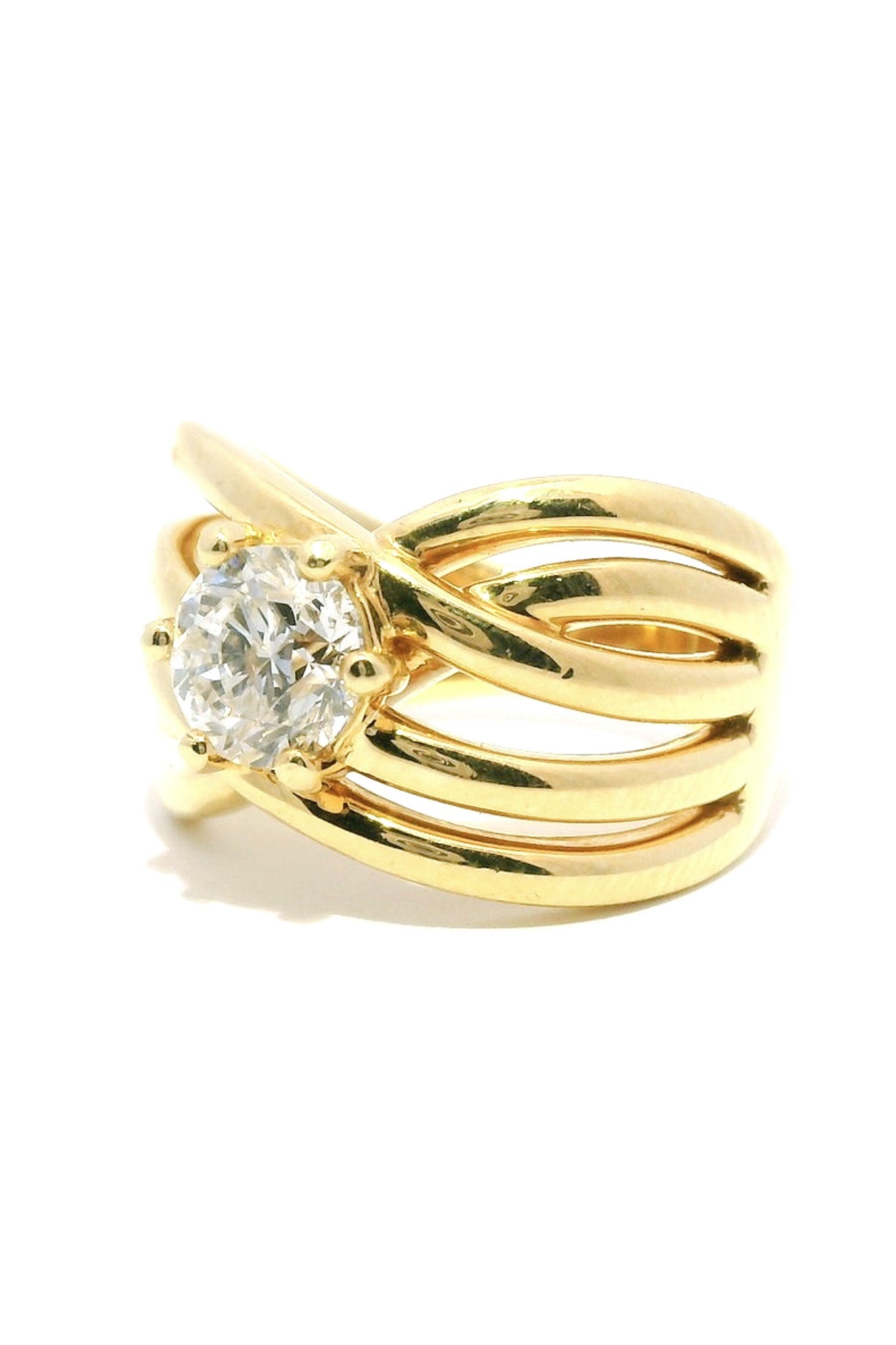 18ct Yellow Gold Crossover Diamond Ring