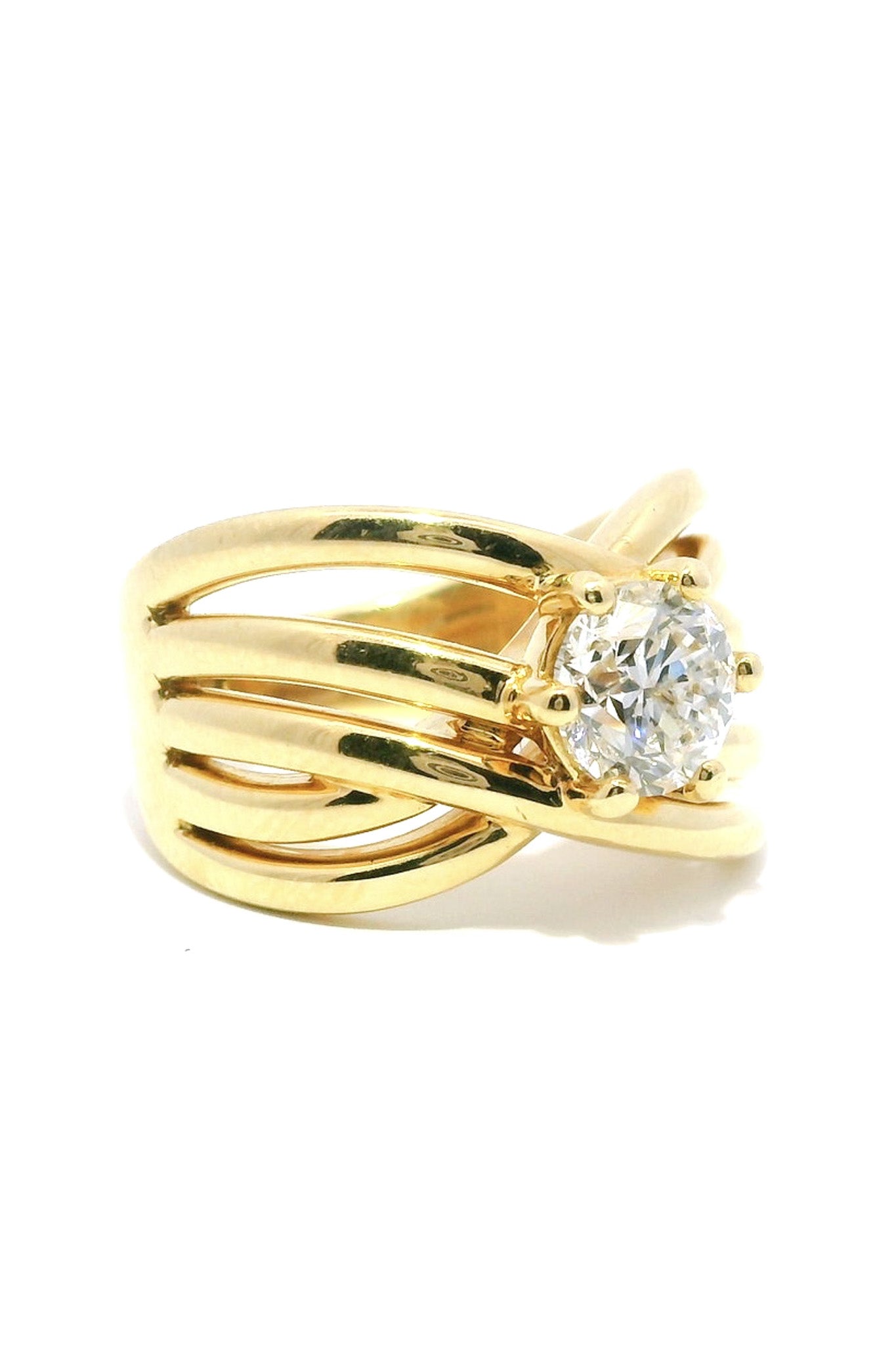 18ct Yellow Gold Crossover Diamond Ring